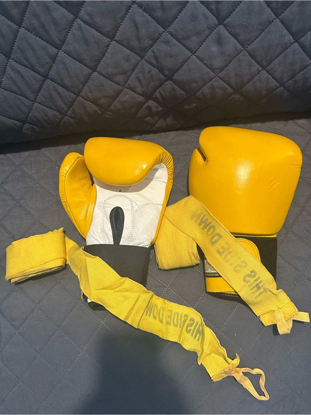 Youth Yellow Boxing Mittens with Attached Wrist Wraps